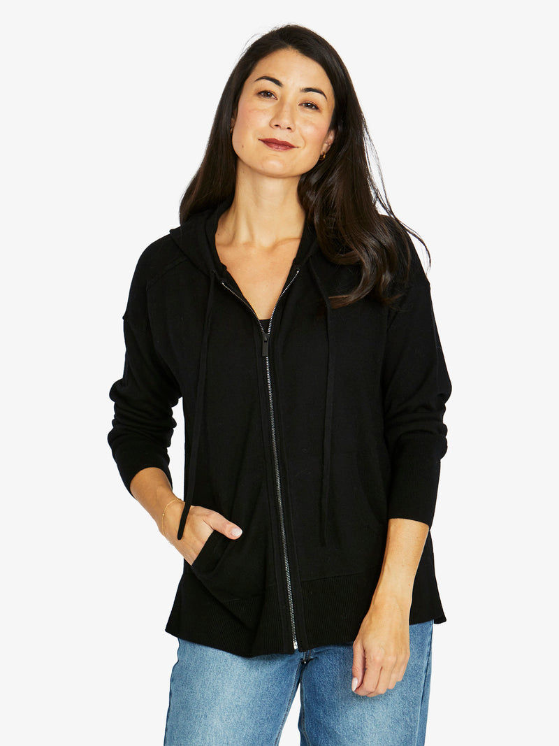 Zip Thru Cardi - Black