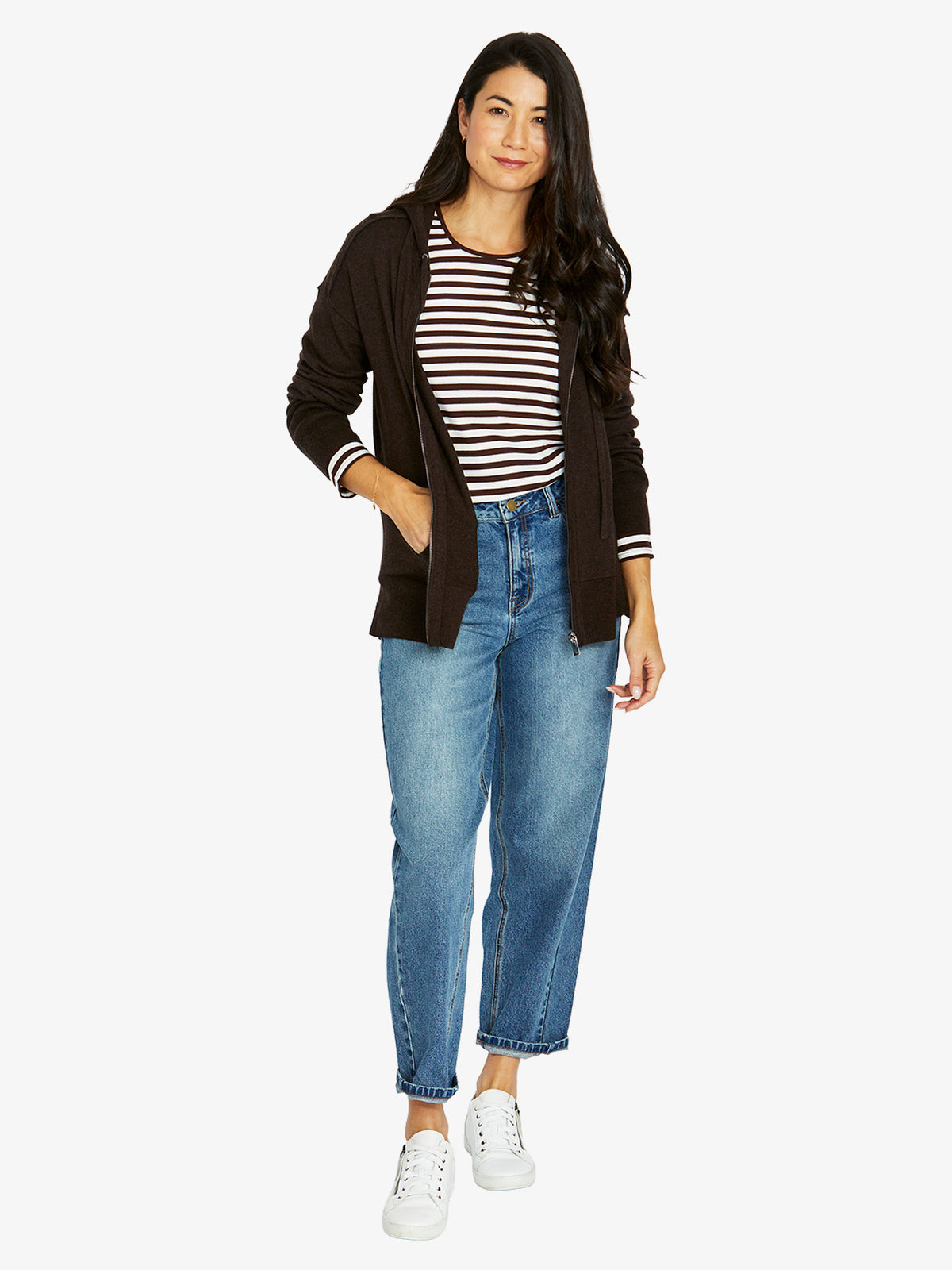 Zip Thru Cardi - Black