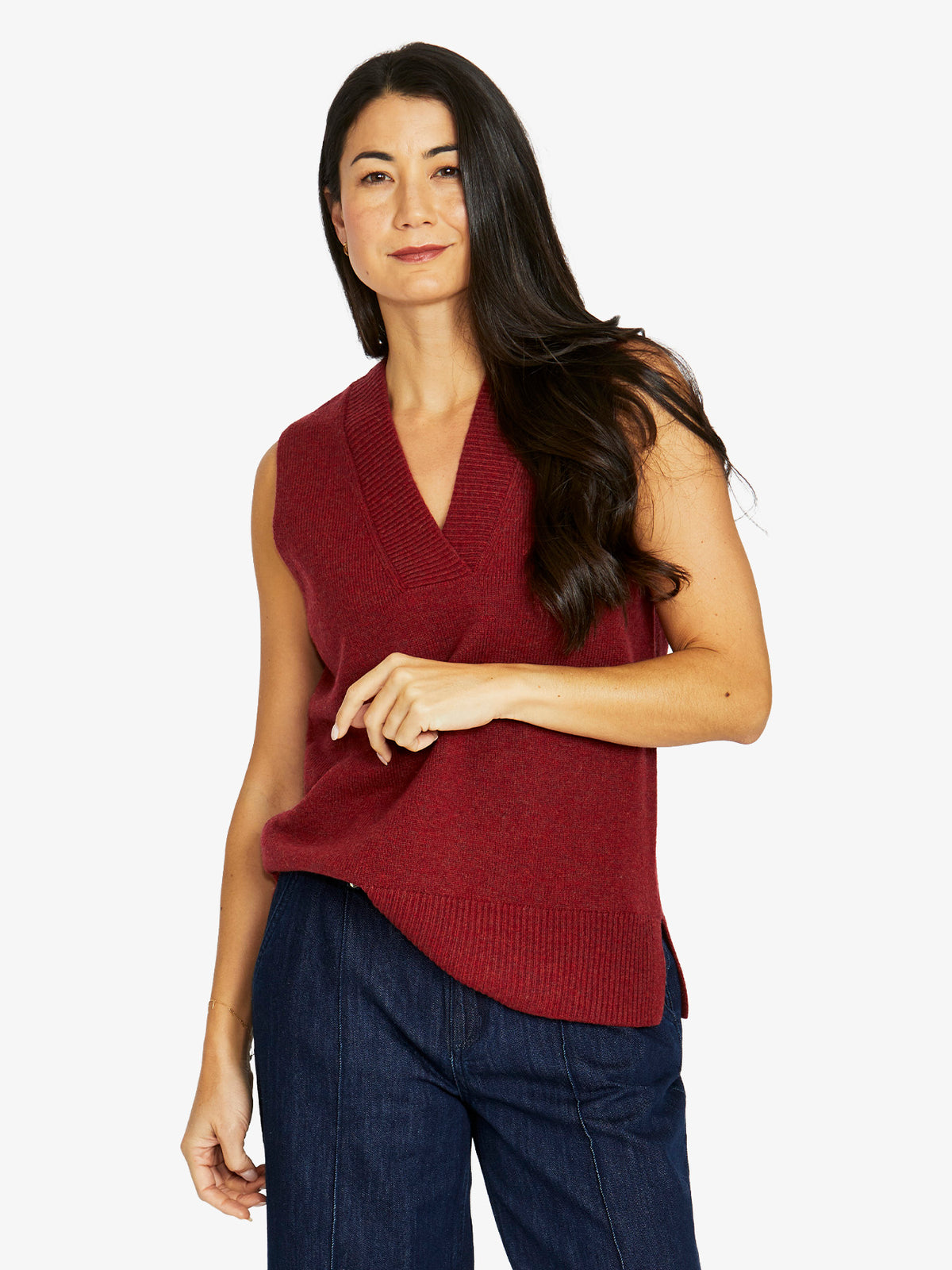 V Neck Vest - Merlot