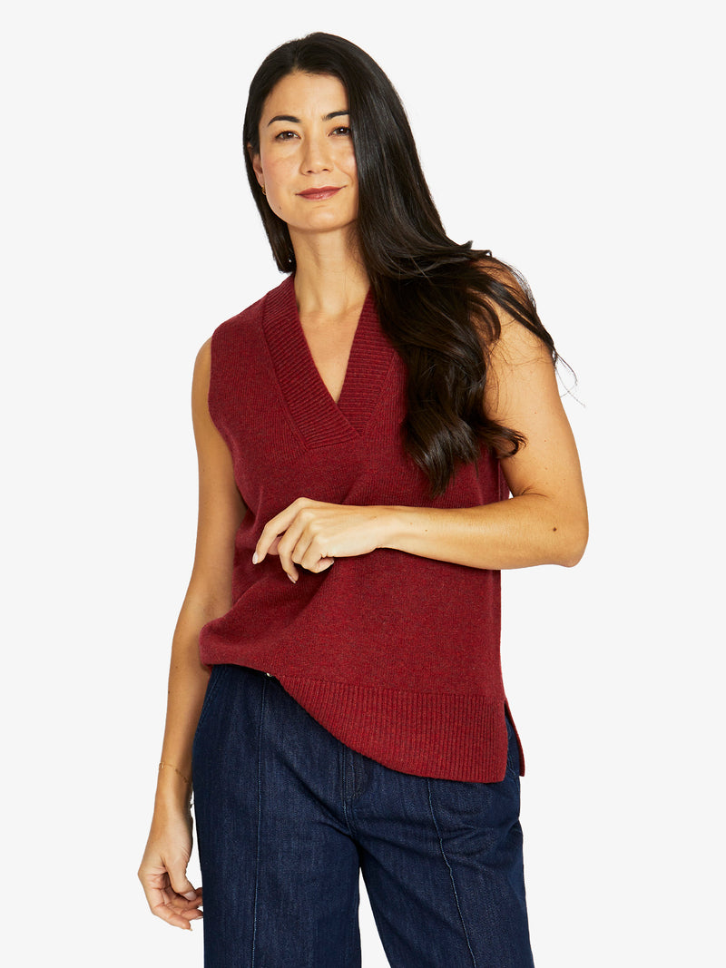 V Neck Vest - Merlot