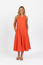 Plain Long Sleeveless Dress - Punch