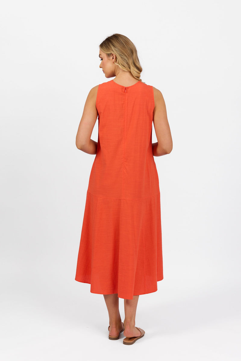 Plain Long Sleeveless Dress - Punch