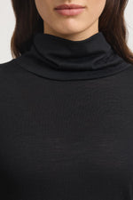 Turtle Neck Merino Tee - Black