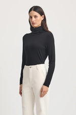 Turtle Neck Merino Tee - Black