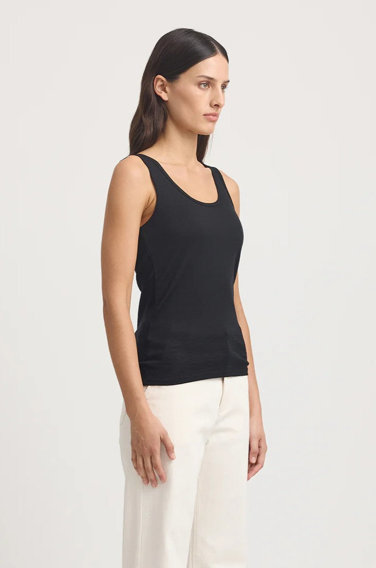 Scoop Merino Tank - Black