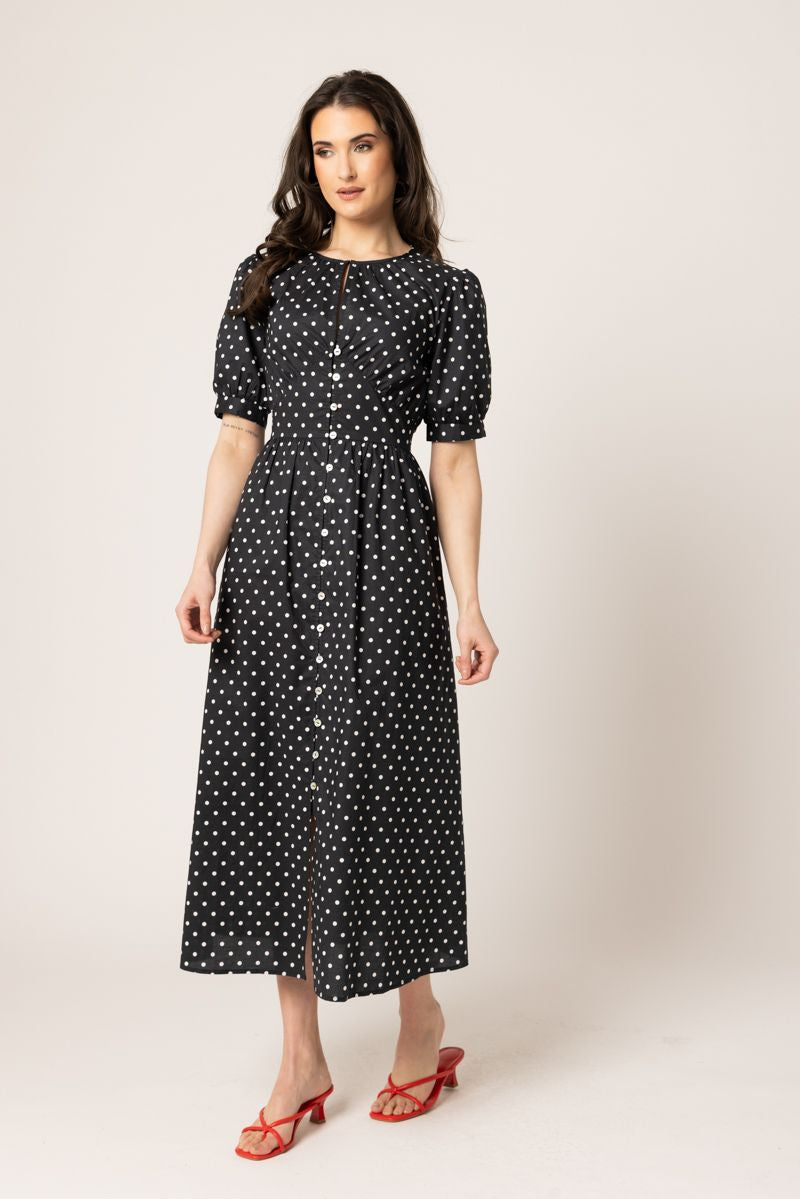 Muse Dress / Black White Cotton Spot