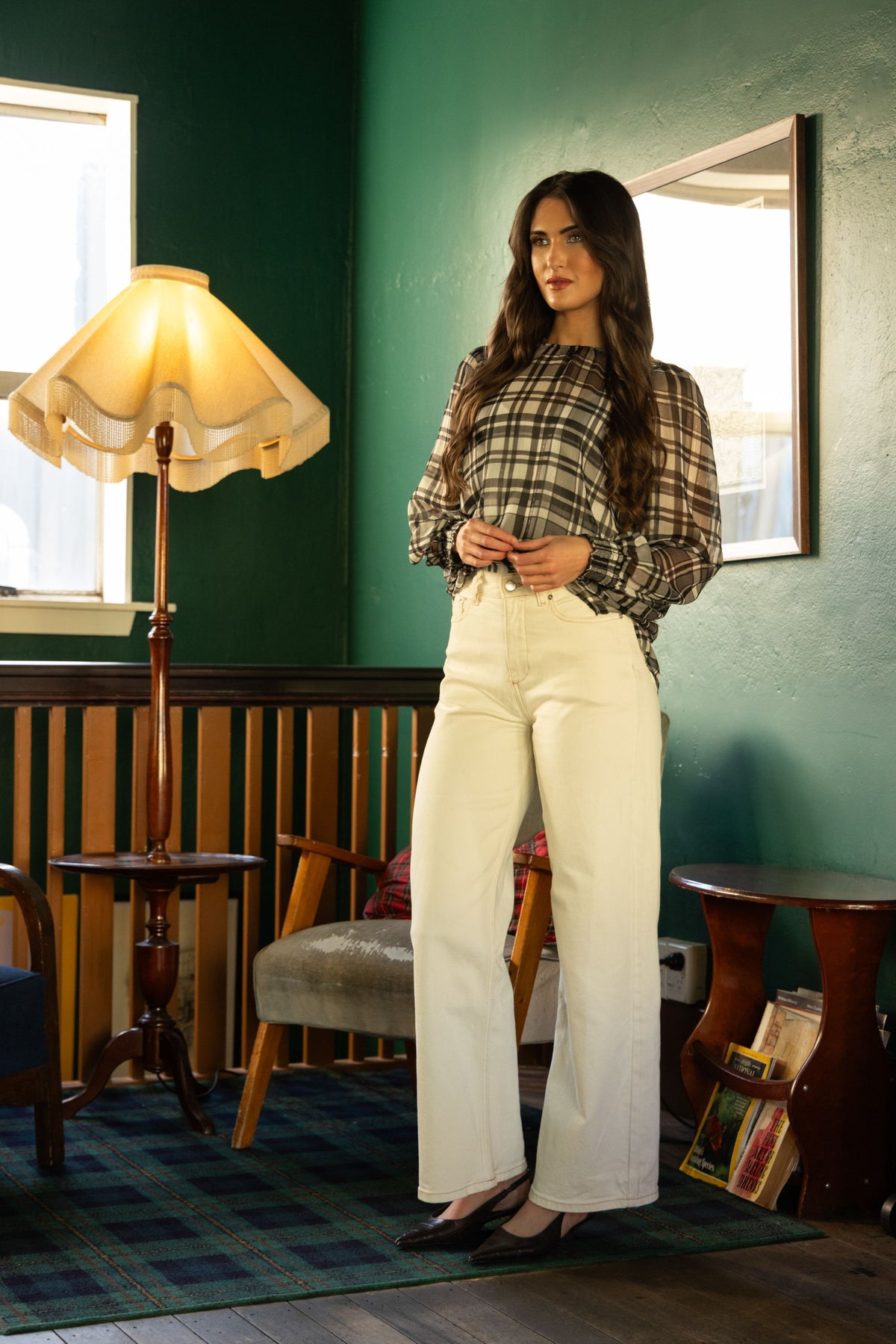 Honey Combe Blouse / Black Lurex Check