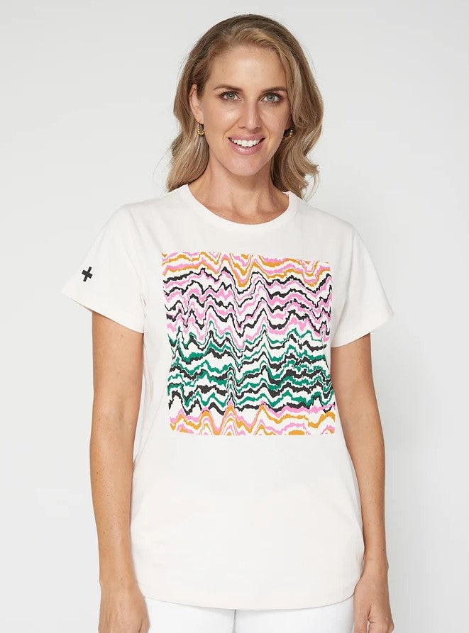 Waves Print Square T-Shirt - Rose