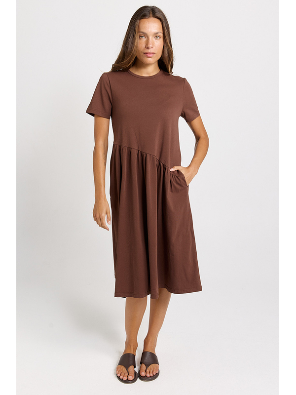 Ava Asymmetrical Dress / Chocolate Brown