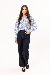Centered Top / Blue Bloom - Girl Next Door Fashion