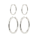 Eve Hoop Earrings 2-In-1 Set - Silver Plated
