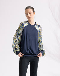 Juno Sweatshirt / Navy + Royal Print