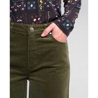 Empire Wide Leg Full Length Cord Pant / Deep Sage - Girl Next Door Fashion