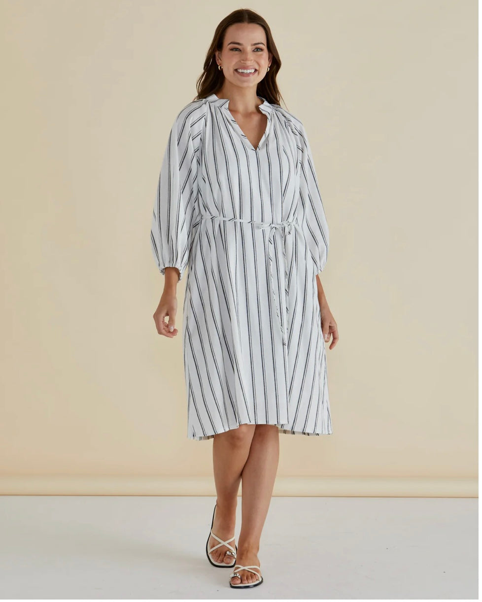 Jenna Dress / Black & White Stripe