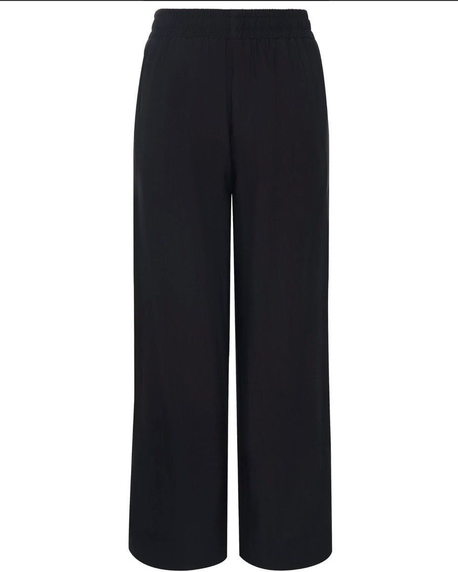 Indiana Wide Leg Pant / Black With  Satin