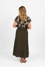 Pull On Skirt with Elastic Waistband - Khaki