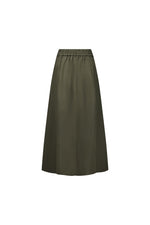 Pull On Skirt with Elastic Waistband - Khaki