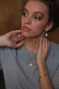 1018-1389 Snow Flake Earring - Gold Drop