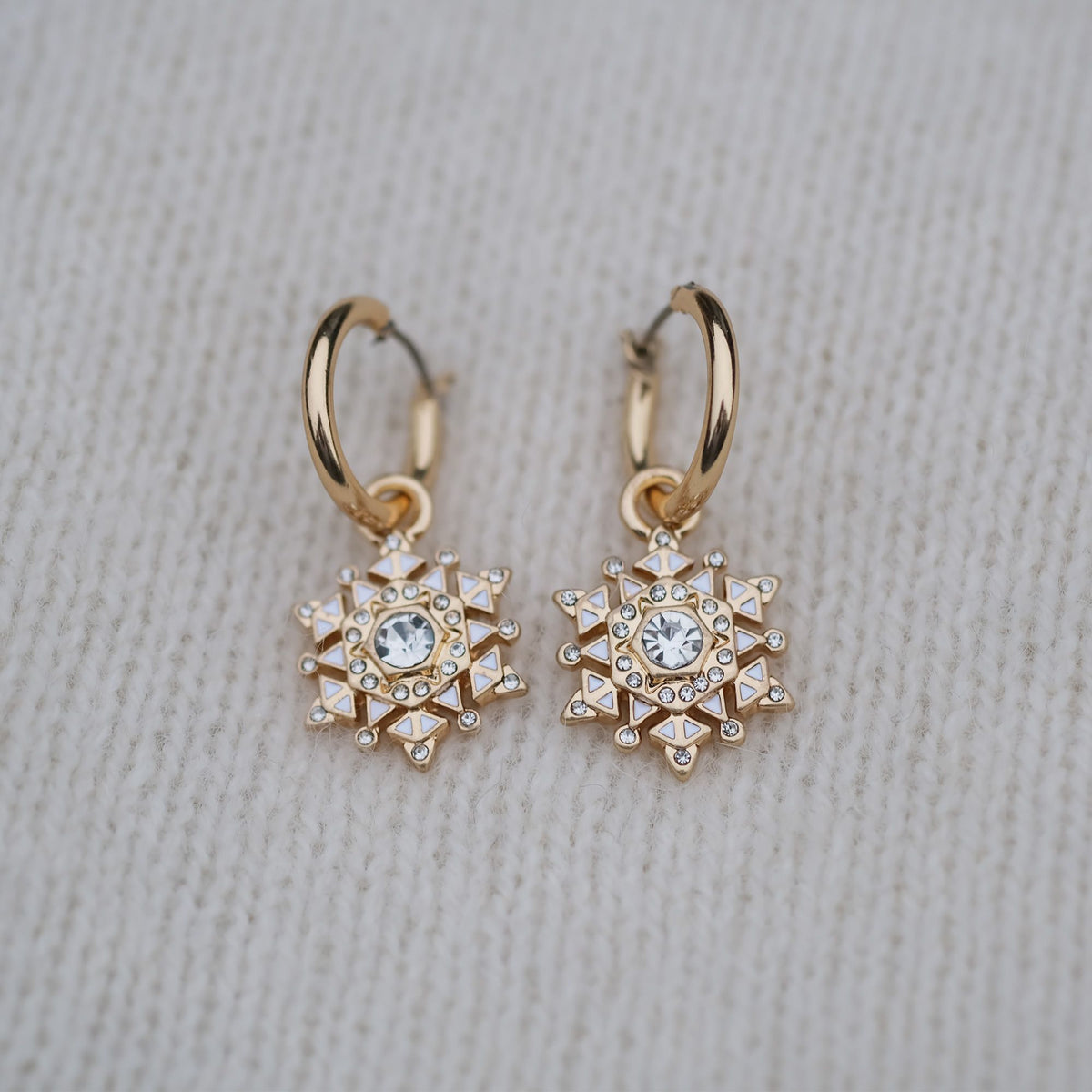 1018-1389 Snow Flake Earring - Gold Drop