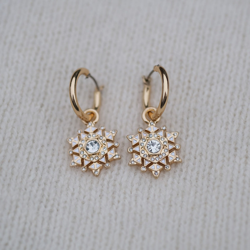 1018-1389 Snow Flake Earring - Gold Drop