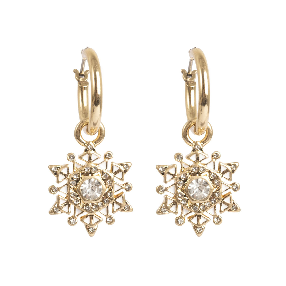 1018-1389 Snow Flake Earring - Gold Drop