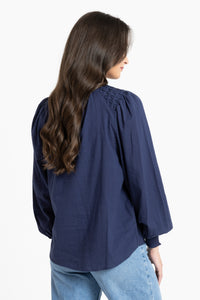 Honeycombe Blouse - Ink Stripe