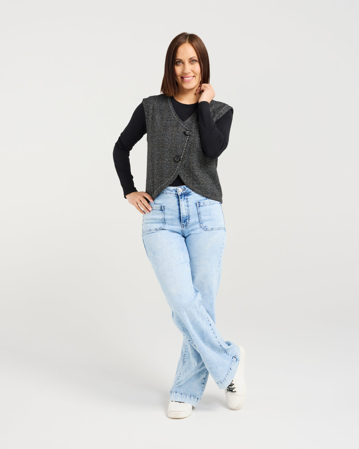 Verona Vest / Stone Plaid