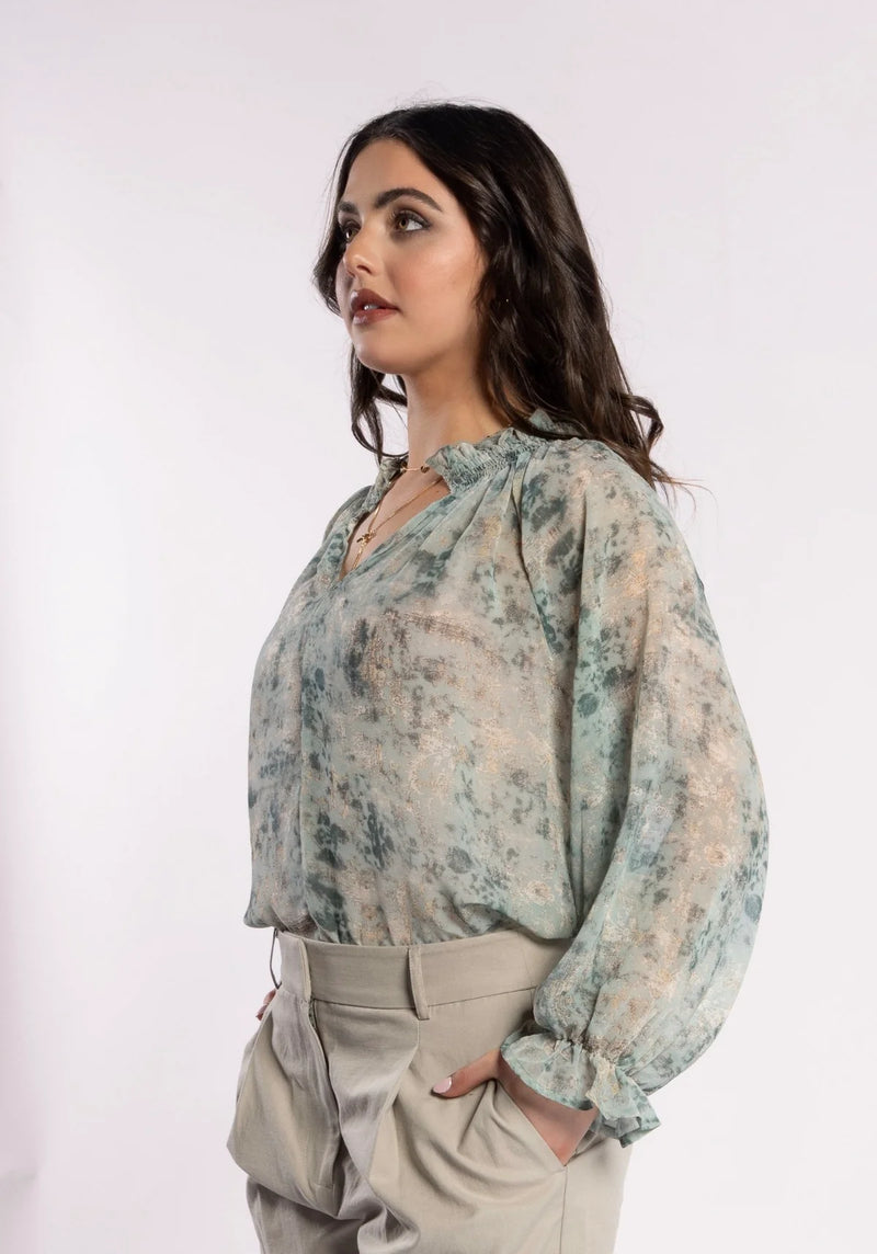 Bon Blouse / Fossil Print