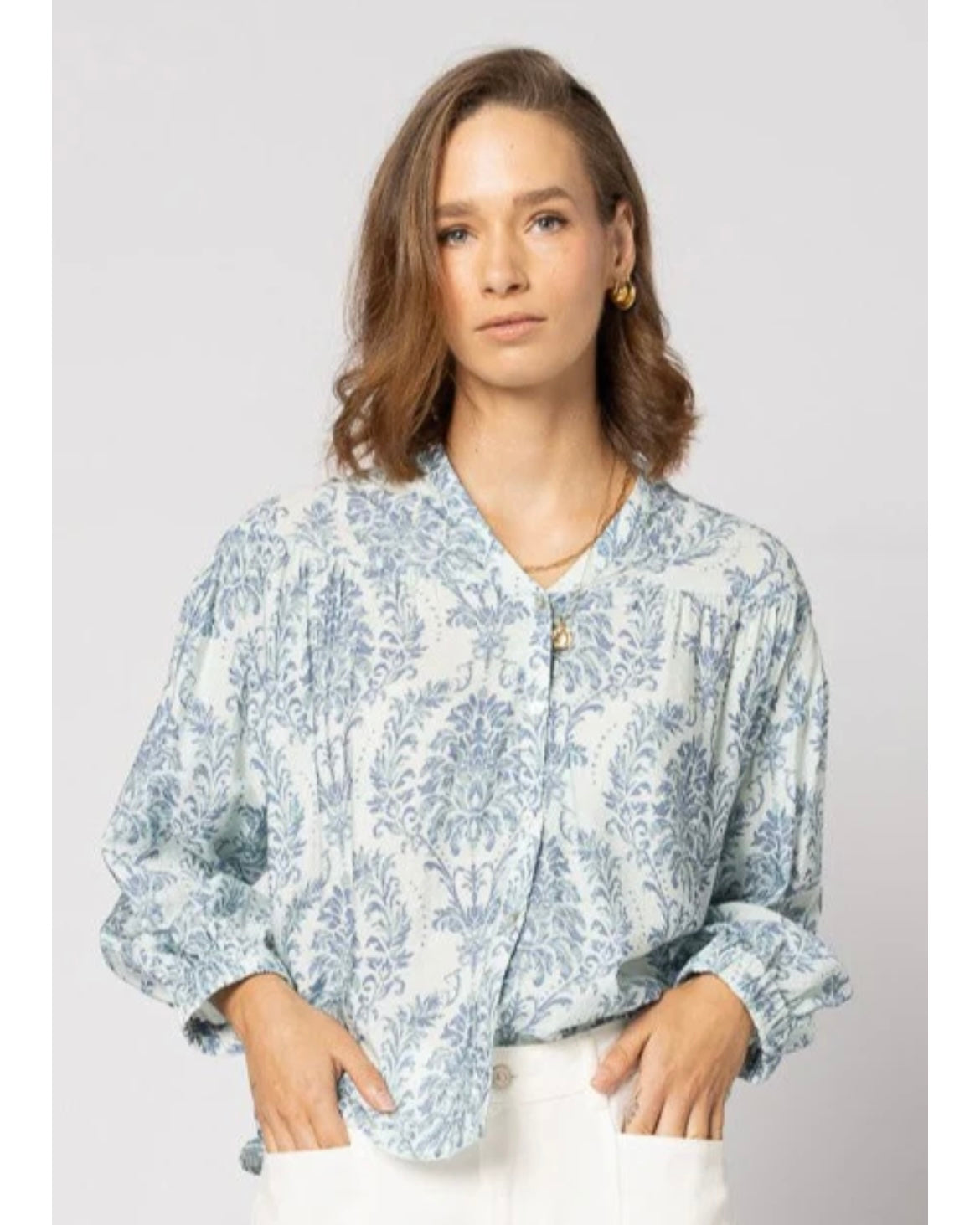 Bloom Blouse - Blue Damask