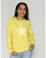 Ithica Sweater - Electric Green Gingham Star