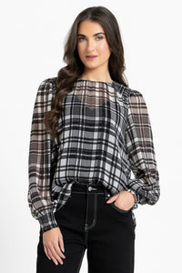 Honey Combe Blouse / Black Lurex Check