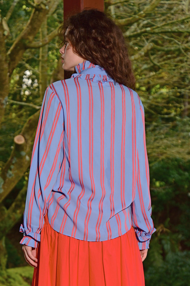 Pretty Tied Up Blouse - Cornflower & Red