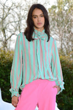 Pretty Tied Up Blouse - Mint & Pink