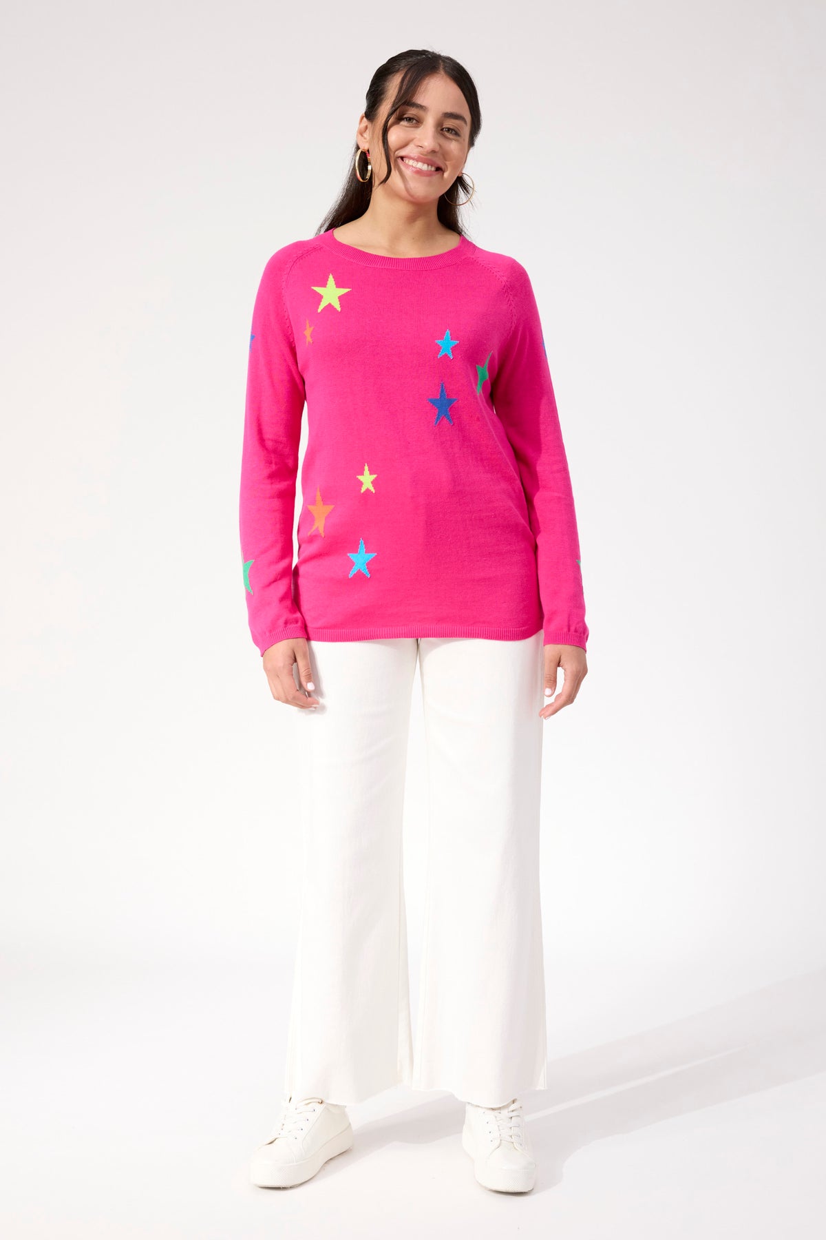 Vermont Star Crew Jumper - Hot Pink