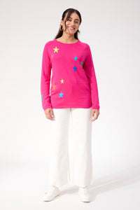 Vermont Star Crew Jumper - Hot Pink