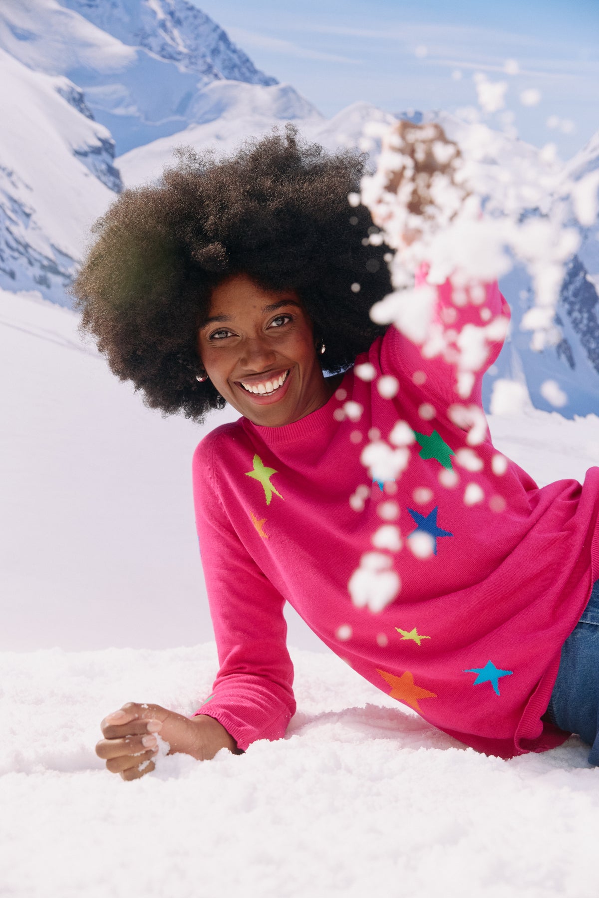 Vermont Star Crew Jumper - Hot Pink