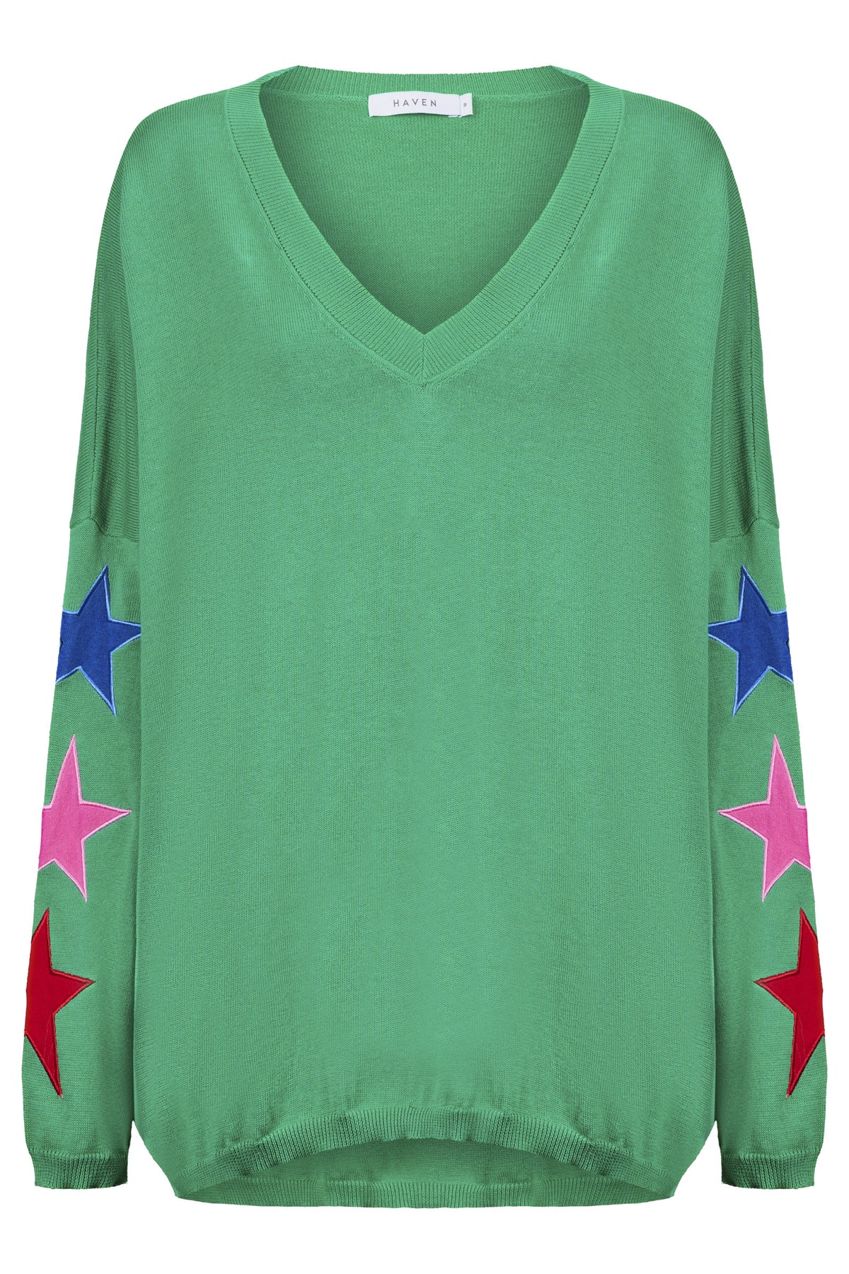 Vermont Star V Neck Jumper - Green