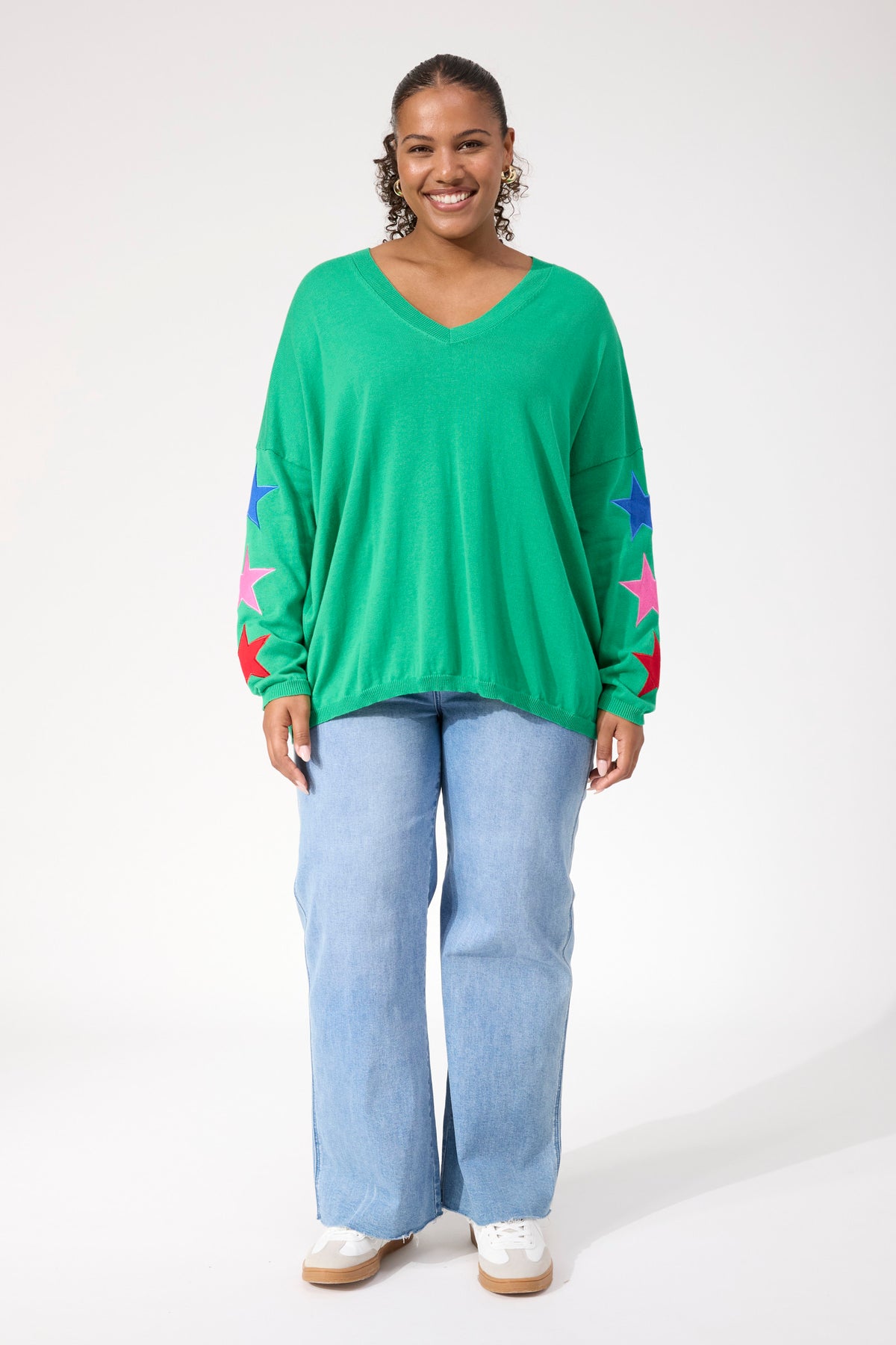Vermont Star V Neck Jumper - Green