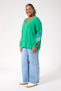 Vermont Star V Neck Jumper - Green