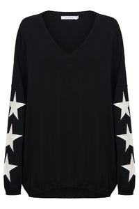 Vermont Star V Neck Jumper - Black