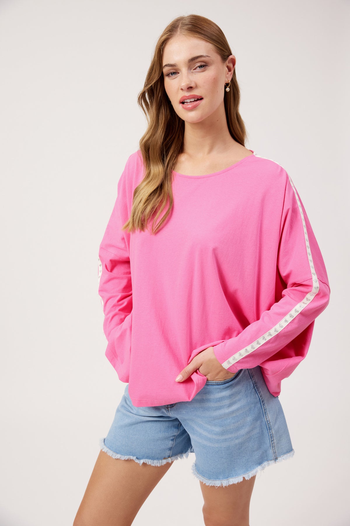 Elba Heart Long Sleeve T-Shirt - Pink