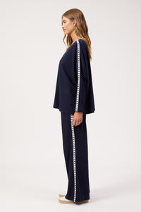 Elba Heart Long Sleeve Tshirt  - Navy