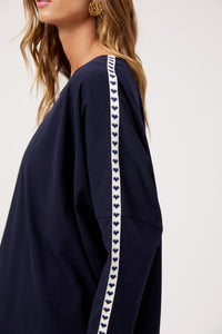 Elba Heart Long Sleeve Tshirt  - Navy