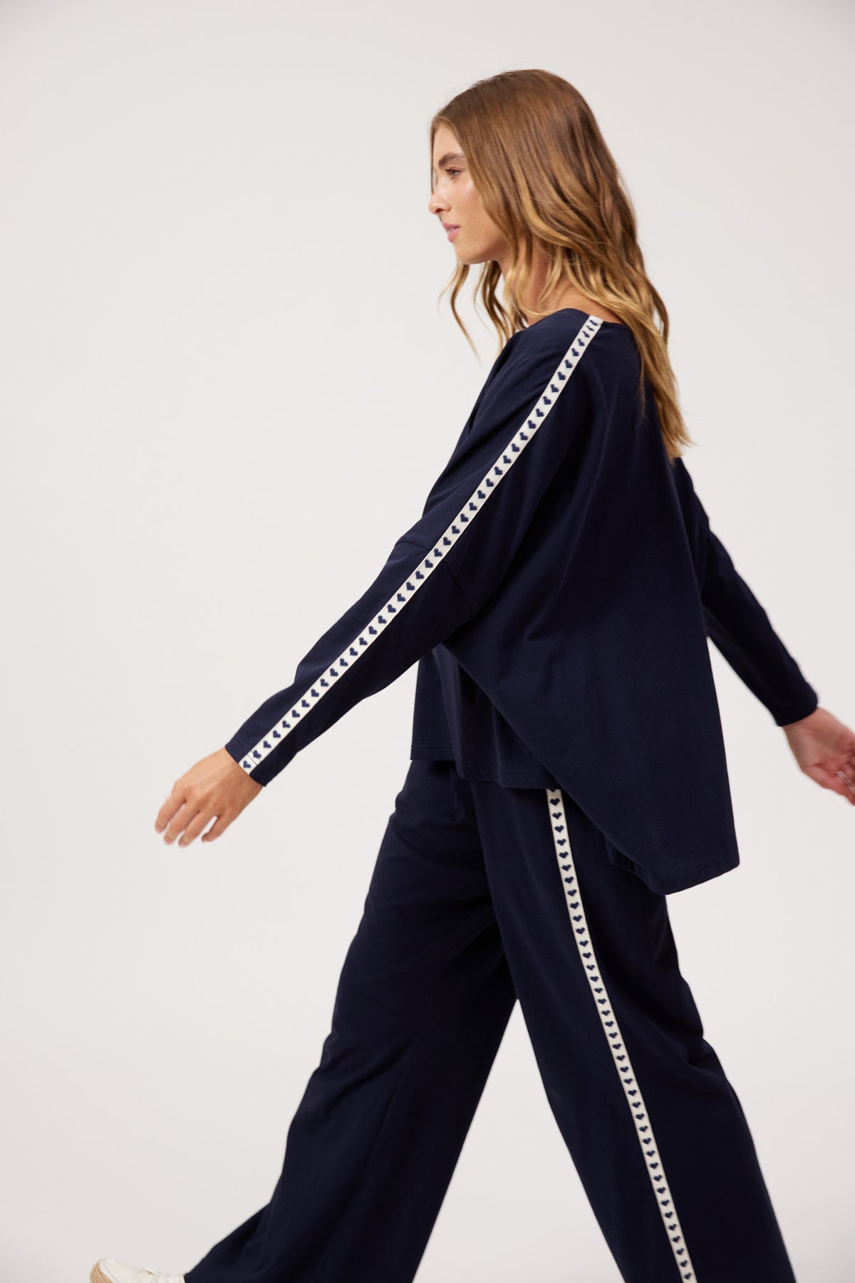 Elba Heart Long Sleeve Tshirt  - Navy