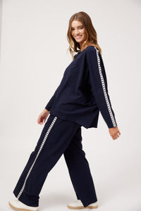 Elba Heart Long Sleeve Tshirt  - Navy
