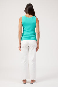 Athens Embroidered Tank - Aqua
