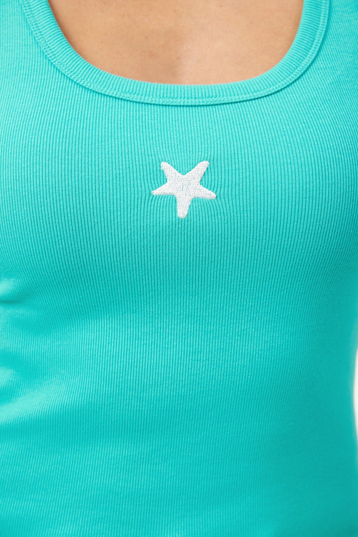 Athens Embroidered Tank - Aqua