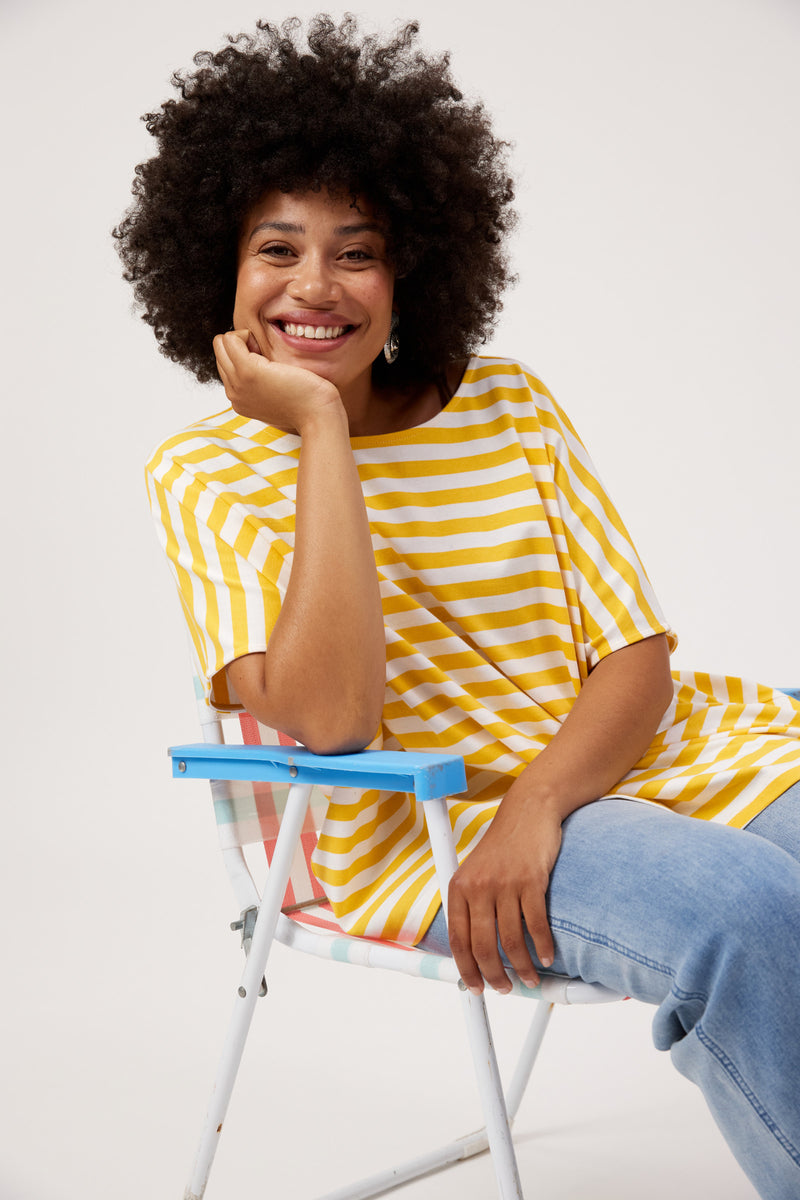 Kos Stripe T-Shirt - Yellow