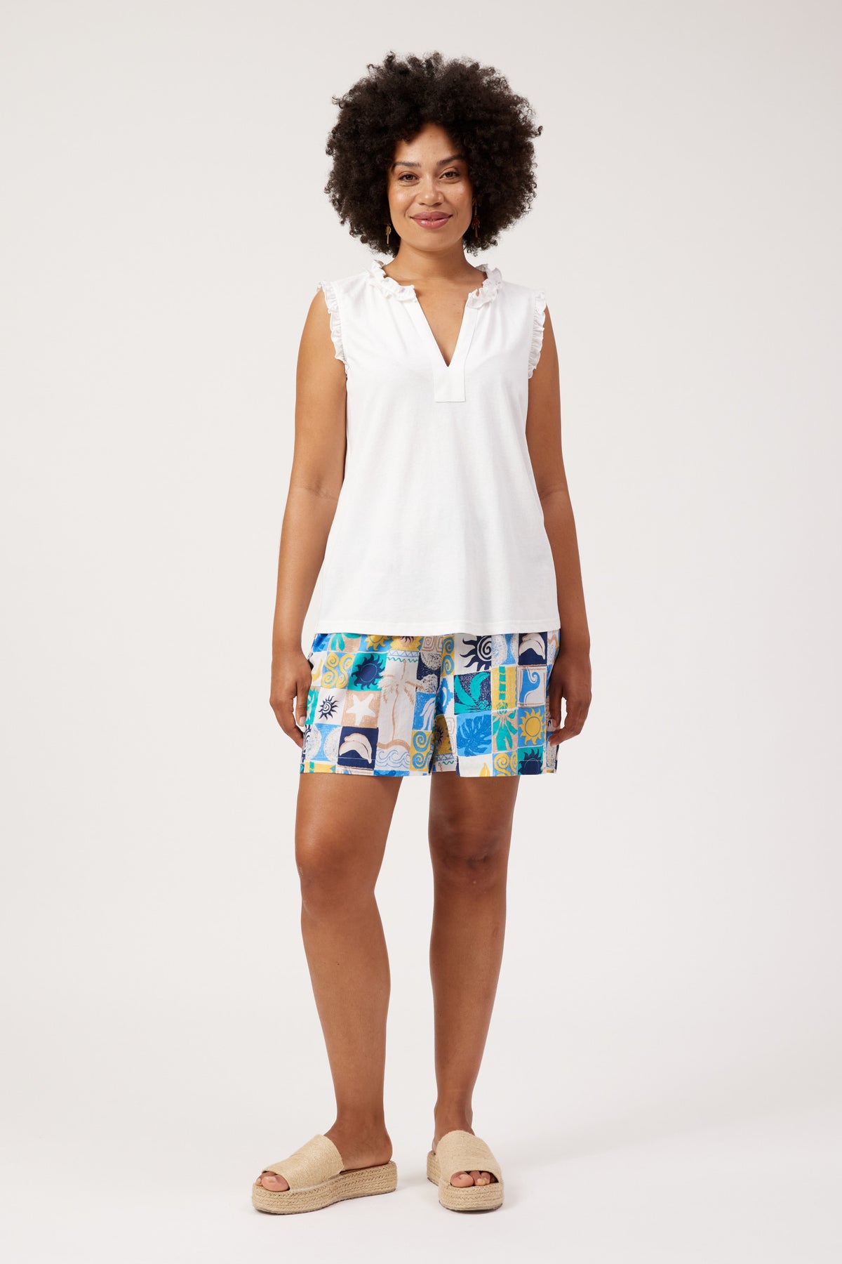 Athens Frill Tank - White