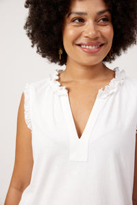 Athens Frill Tank - White